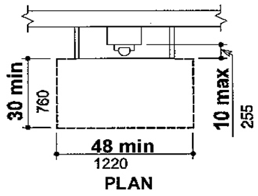 If a parallel approach is provided at a telephone in an enclosure, the wing walls and shelf may extend beyond the face of the telephone a maximum of 10 inches (255 mm).
