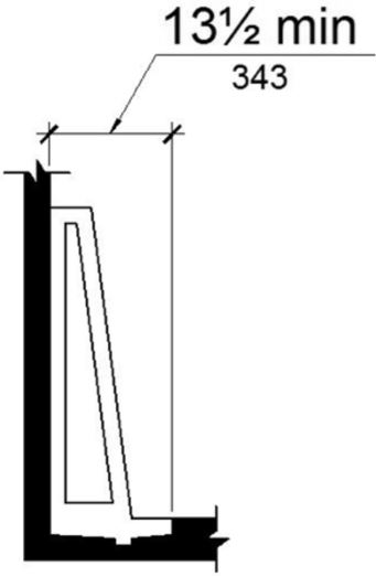 Figure (b) is an elevation drawing of a stall (floor) type having a minimum depth of 13 1/2 inches measured from the outer face of the rim to the back of the fixture.