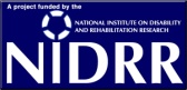 logo for NIDRR with white script in dark blue rectangle