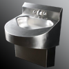 Wall mounted stainless steel lavatory with rounded front
