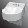 Stainless steel lavatory with rounded front