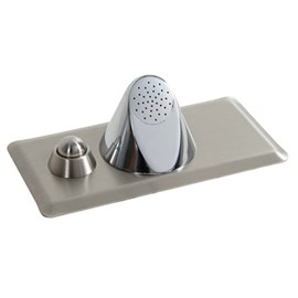 Conical lavatory faucet with separate push button