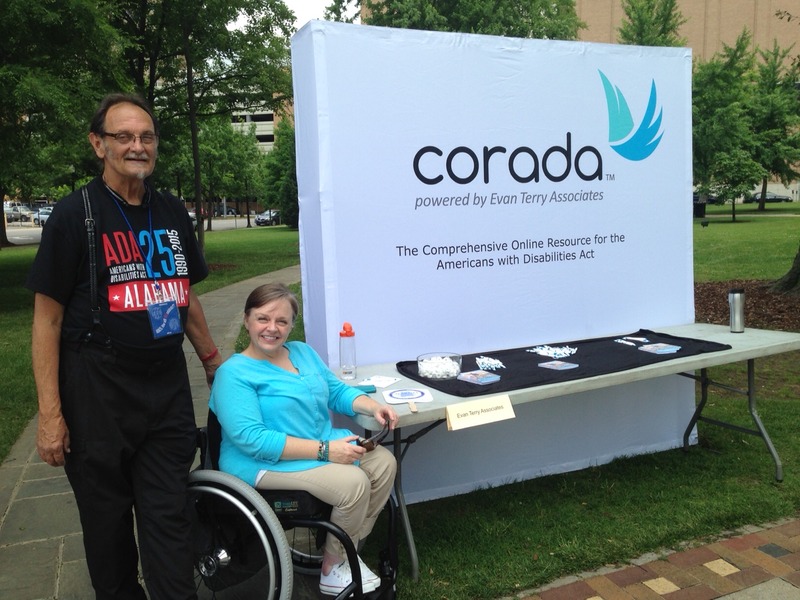 Two people at the Corada booth