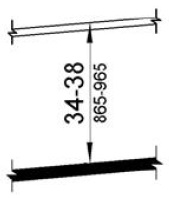 Figures (b) and (c) show ramps and walking surfaces, respectively. The top gripping surface of a handrail is 34 to 38 inches (865 to 965 mm) above the surface.