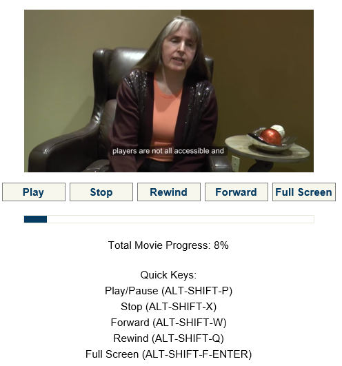 screenshot of accessible player showing keyboard-user-friendly controls