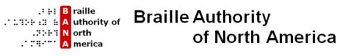 Braille Authority of North America logo and banner