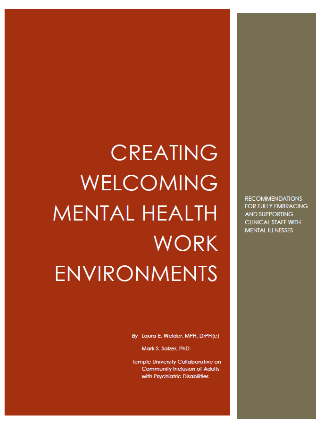 Creating Welcoming Mental Health Work Environments title page