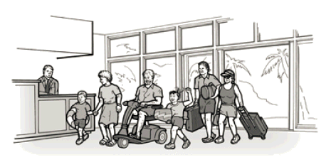 A drawing showing a mobility device that must be permitted.