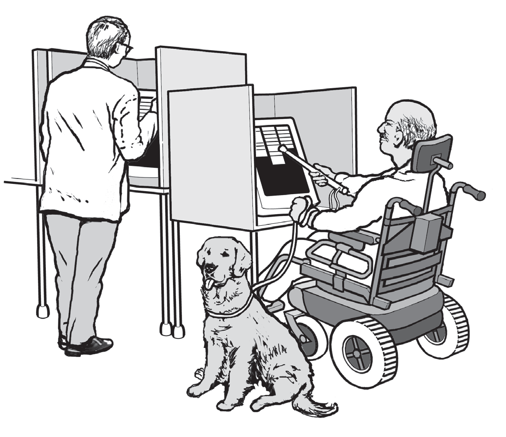 A voter with a disability casting his ballot