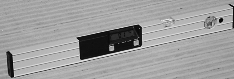 A digital level that can be used with measurements in degrees, percentages, or ratios