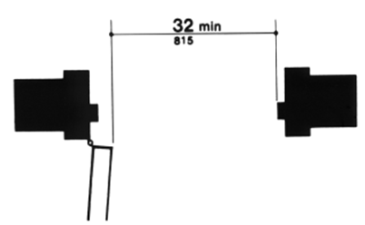 Diagram showing 32 inches (815 mm) minimum clear doorway width.