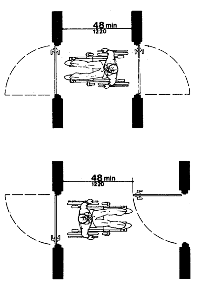 Diagram shows two hinged doors in series