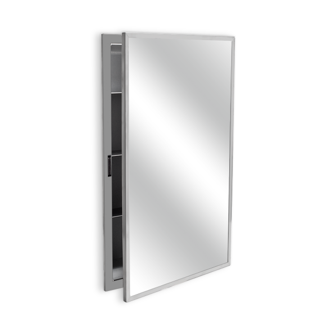 Recessed medicine cabinet with mirrored door