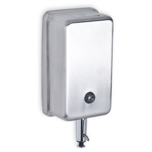 stainless steel liquid soap dispenser with push-up valve