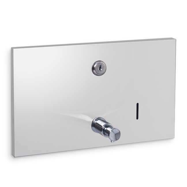 recessed stainless steel liquid soap dispenser