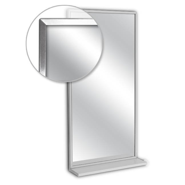 mirror with mounted shelf