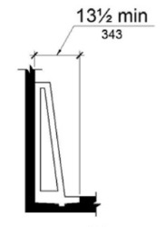 Figure (b) is an elevation drawing of a stall (floor) type having a minimum depth of 13 1/2 inches measured from the outer face of the rim to the back of the fixture. 