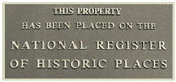 Historic designation plaque: "This property has been placed on the National Register of Historic Places"