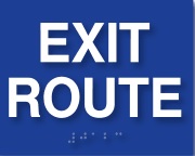 Raised letter and braille "Exit Route" sign