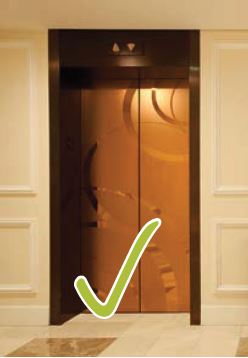 An elevator with a green check mark at the bottom of the image, indicating an accessible element