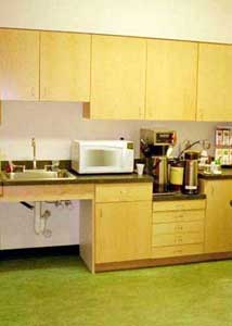 Photo of a kitchenette area in the Missoula Technology and Development Center that was constructed to meet accessibility standards
