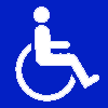 Graphic showing a person in a wheelchair logo—the International Symbol of Accessibility (ISA)