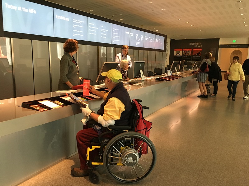 Man in wheelchair at museum