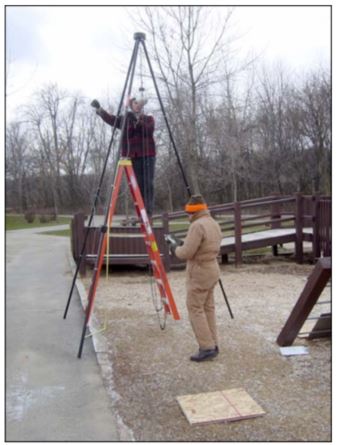 Impact testing on beach path was similar to impact test conducted at a playground using a 3.05-m (10-ft) drop-height.