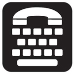 Schematic illustration of a telephone handset with keyboard keys under it.