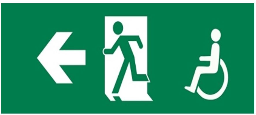 Sign indicating direction for emergency exit