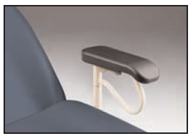 close up of side rail on accessible exam table