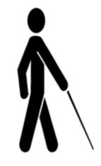 Illustration of a man using a cane walking aid