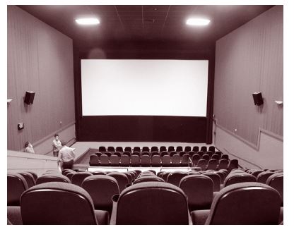 A typical stadium-style movie theater