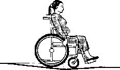 Diagram showing wheelchair user on curb ramp