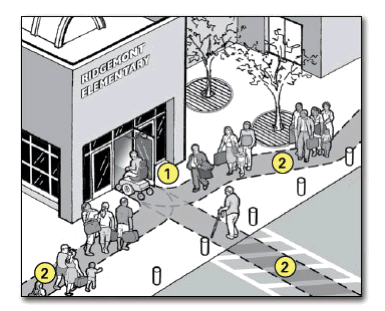 illustration showing emergency shelter entrance