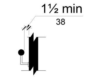 The clearance between the handrail and wall is shown to be 1-1/2 inches minimum.

