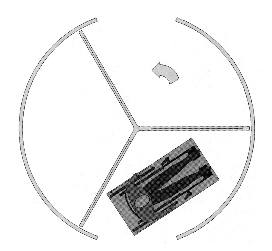 Plan diagram showing a revolving door