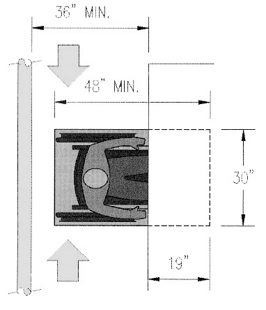 Plan diagram showing requirements at built-in seating