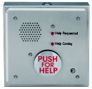 Emergency call system with speaker and large "push for help" button