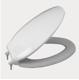 Elongated toilet seat with closed front and lid