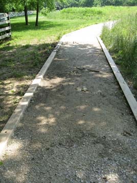 Three Quarter Inch Minus Limestone trail segment in shade.