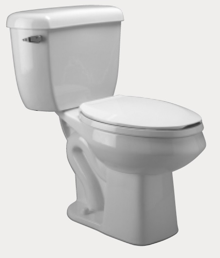 Floor mount toilet with tank, elongated bowl, and seat cover