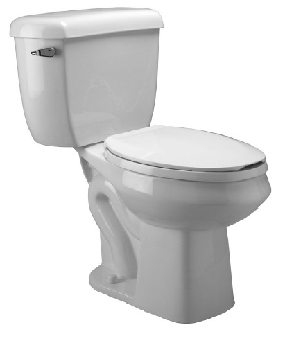 Floor mount toilet with tank, elongated bowl, and cover