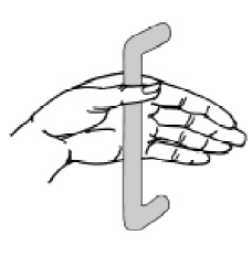 Illustration - view of a loop-type handle with a hand slipped around the handle