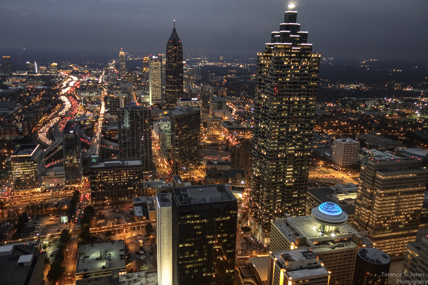 Night time photo of downtown Atlanta