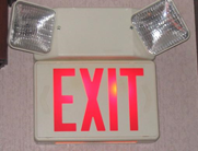Photo of an exit sign with emergency lights 