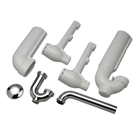 A variety of drain trap and water supply protectors made of PVC