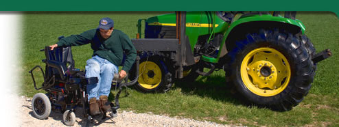 Person transferring to a tractor