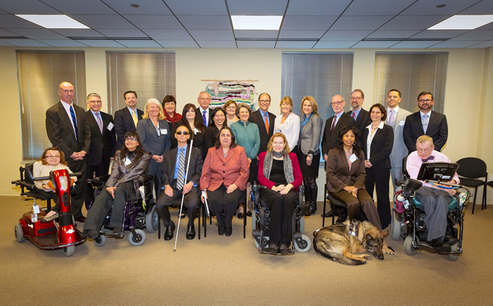 Members of the Advisory Committee on Increasing Competitive Integrated Employment for Individuals with Disabilities pose with U.S. Labor Secretary Thomas Perez. You can read about the Committee's mission and membership here: http://www.dol.gov/odep/topics/WIOA.htm.