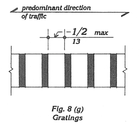 Figure 8(g) Gratings: Gratings shown with one dimension 1/2 inch maximum measured parallel to the predominant direction of travel.